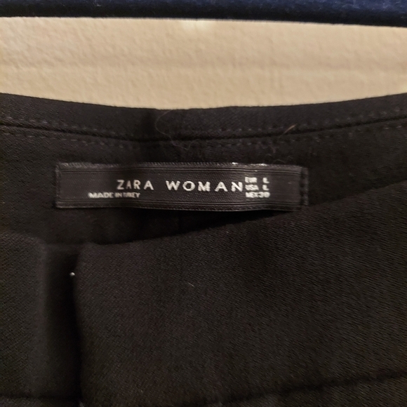 ZARA WOMAN Black Straight Leg Pants with Zippered Hems - Picture 2 of 12
